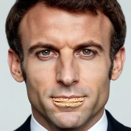 closeup portrait of macaron emmanuel macron in the shape of a macaron, natural light, sharp, detailed face, magazine, press, photo, steve mccurry, david lazar, canon, nikon, focus