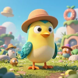 a cartoony bird,  in the style of Rayman origins, michael ancel, Ruan Jia and Mandy Jurgens and Greg Rutkowski, trending on Artstation, award winning, unreal engine, octane render W 1024