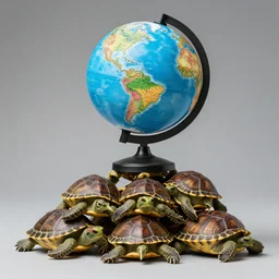 earth globe on top of stack of turtles