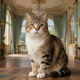 a portrait of a cat in a scenic palace by george stubbs, trending on artstation