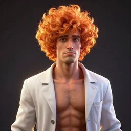 glowwave portrait of curly orange haired mad scientist man from borderlands 3, au naturel, hyper detailed, digital art, trending in artstation, cinematic lighting, studio quality, smooth render, unreal engine 5 rendered, octane rendered, art style by pixar dreamworks warner bros disney riot games and overwatch.