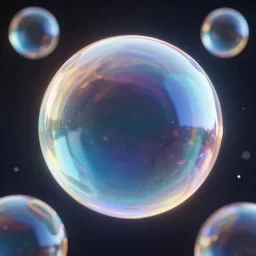 glassy iridescent reflective bubbles in space, volumetric light, octane render, featured on artstation, wow