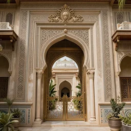 round gateway to magical land, arabic, highly detailed, intricate, french rococo