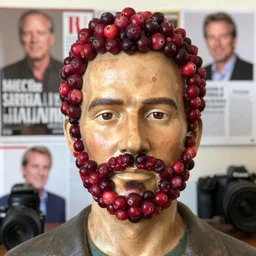 cranberries in the shape of bryan cranston's face, cranberry statue, natural light, sharp, detailed face, magazine, press, photo, steve mccurry, david lazar, canon, nikon, focus