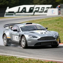 A rally coupe designed and produced by Aston Martin in the production year of 2005, promotional photo