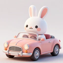 highly detailed 3 - d, matte painting of a cute rabbits riding in a convertible car, by mark ryden, lowbrow, 8 k resolution.