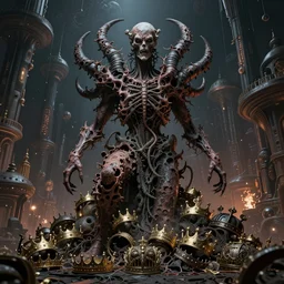 an evolution of evil, abstract, decay, giger textures, h. r. giger infinitely complex detail, by antoine wiertz and noah bradley, ascension, pile of crowns, interstellar civilisation, the underground night life of occult city is booming, visually stunning, cinematic, highly detailed, blender 3 d, trending on cgsociety, 3 d render, rendered in octane