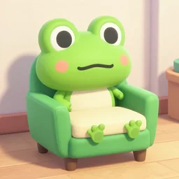 adorable froggy chair from animal crossing, cute anime style