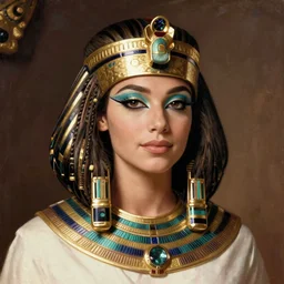 kate beckinsale with short egyptian hair and egyptian eye makeup, as anck su namun from movie mummy 1999, rembrandt oil painting