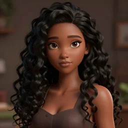 a beautiful 3d brown anime girl, brown skin, long black curly hair, Cinematic lighting, anime masterpiece, highly detailed, Trending on artstation, unreal engine 4k, Cinematic wallpaper