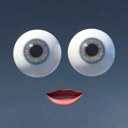 a pair of eyeballs and a mouth floating into space