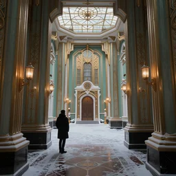 Secrets inside the winter palace, art deco sci fi, Trending artstation, cinematográfica, dramatic lighting, hyperdetailed clear crisp image