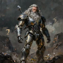 gandalf as cyborg mecha, painting