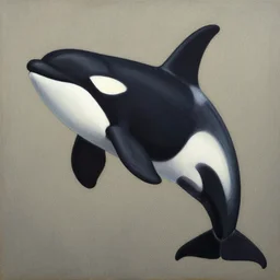 a single orca. decal by award - winning mangaka, intricate details, heavily stylized, muted palette, oil painting