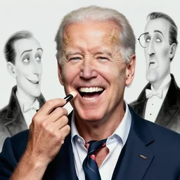 makeup wearing ((((((((((Joe Biden)))))))))) laughing, Artgerm, Donato Giancola, Joseph Christian Leyendecker