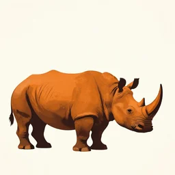 single horned orange colored rhino silhouette