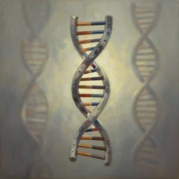 structure of dna. gouache fairytale art, russian romanticism, muted palette, backlighting, depth of field