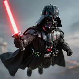 darth vader as the flying novice, fantasy, sharp focus, digital art, hyper realistic, 4 k, unreal engine, highly detailed, hd, dramatic lighting by brom, trending on artstation