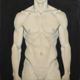 abstract flowing brush strokes of the torso of one athletic man posing dramatically with no face, outline, matte paint colors, conrad roset, dark background, painting trending on artstation