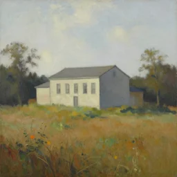a building in a landscape, by dean cornwell