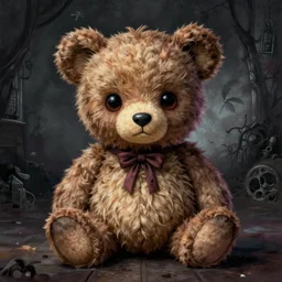 grunge cartoon drawing of a cute teddy bear by - michael karcz , in the style of corpse bride, loony toons style, horror themed, detailed, elegant, intricate