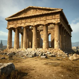 Valle dei Templi, Agrigento, Italy in ruins post-nuclear war in Fallout 4, in game screenshot, ultra detailed, 8K render