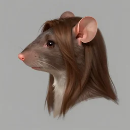 character design portrait of an anthropomorphic furry rat girl with rat ears, long brown hair covering human ears, profile view perspective, 4 k, concept art, by wlop, ilya kuvshinov, artgerm, krenz cushart, pixiv.