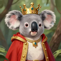 pfp, koala crowned emperor, regal animal kingship, pimped out 🐨, trending, artstation