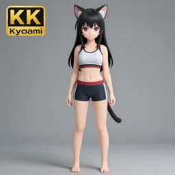 anime catgirl, sport bra, full body shot, artstation, kyoani, high resolution, 4k