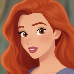 beautiful redhead woman, disney art, closeup