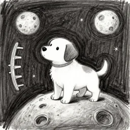 a puppy on the moon, sketch