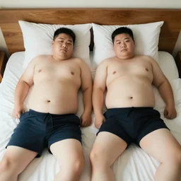 two chubby boys on the bed