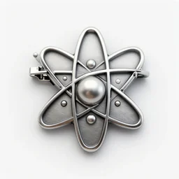 transhumanism, metal badge with a hair clip, science, eternity, long life, technology, atom, reliability