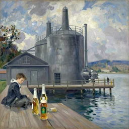 having some beers in brewery by pierre - auguste renoir