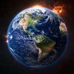 earth being decimated by a solar storm, outer wilds screenshot, unreal engine, digital art, end of loop