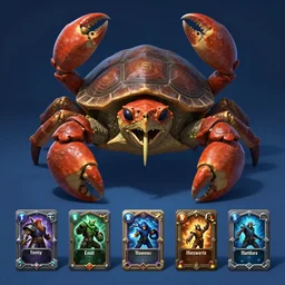 a crowd, a giant hybrid of crab snail turtle shell, crab claws, snail, shells, blue dark theme, front full view, artstation, orthographic, hd, 8 k, sharp high quality artwork in style of greg rutkowski, concept art, blizzard warcraft artwork, hearthstone card artwork