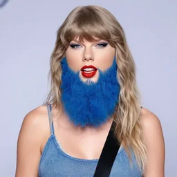 taylor swift with a long blue beard