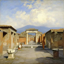 the view of pompeii painted in the style of martinus rørbye