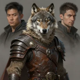 a detailed portrait of a wolf druid dressed with a leather armor, by victo ngai and justin gerard, digital art, realistic painting, very detailed, fantasy, dnd, trending on artstation