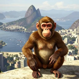 high quality ingame screenshot of a monkey in front of Rio de Janeiro in GTA v, GTA v, screenshot GTA v