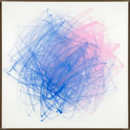 iteration 1 painting de kooning thin scribble on white canvas, blue and pink shift, martha jungwirth sketch, drawn by yves tanguy, oil on canvas, thick impasto