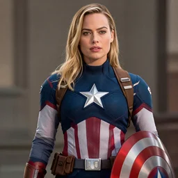margot robbie model as captain america