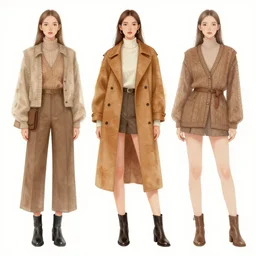 detailed and proportionally accurate illustration, women full body, fashion clothing, autumn, transparent