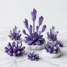 Various purple weeds growing in a garden made of marble and crystals by Wayne Barlowe and Peter Mohrbacher, detailed, sharp, digital art, trending on Artstation