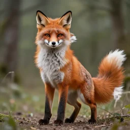 a medieval anthropomorphic fox with a fluffy tail as a fursuit