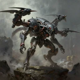 “erebos’s titan, revenant, reaver drone, art by Frank Frazetta and jenni pasanen, high detail, cinematic, cgsociety 8k”