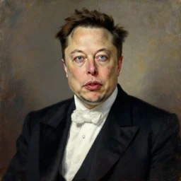 elon musk in a funny victorian portrait, oil painting