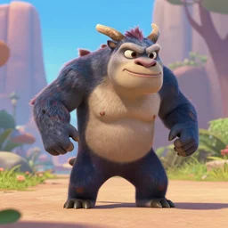 minotaur doing aerobic, by pixar