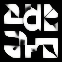 black and white random geomteric shapes, minimalistic, black background