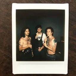 a found polaroid photo of gutter punk trash humpers in the backrooms